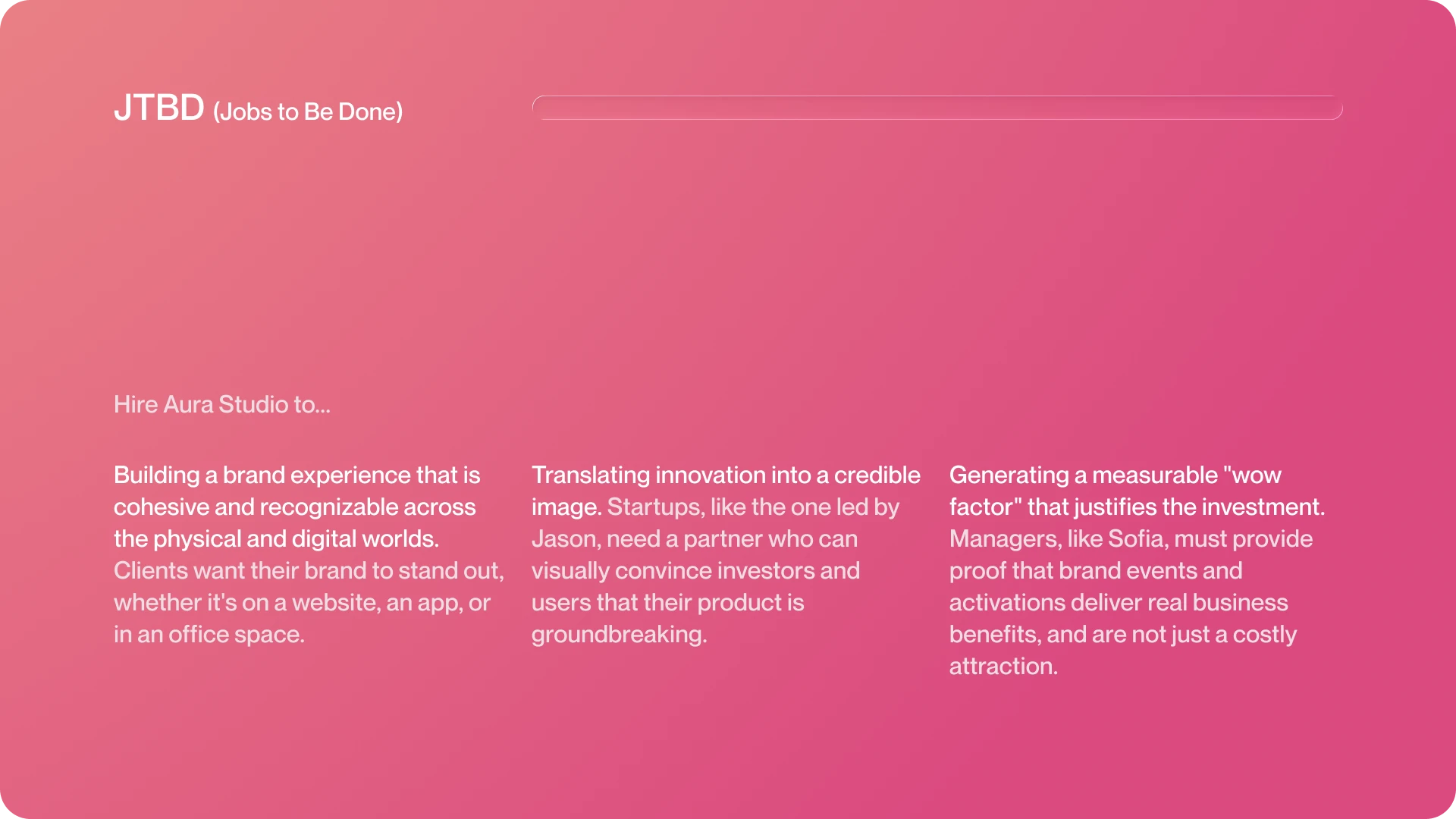 AURA Studio - Jobs to Be Done