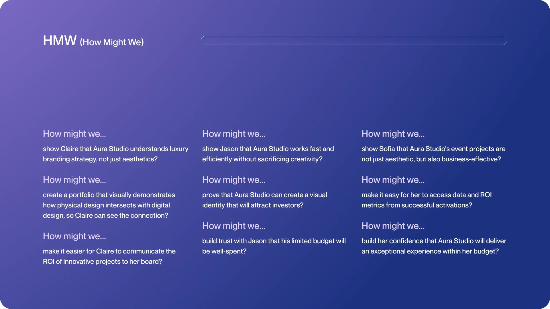 AURA Studio - How Might We